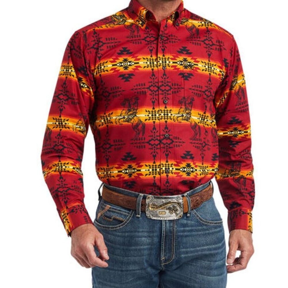 Ariat's Casual Nathaniel Tango Red Men's Button Down Western Cowboy Shirt